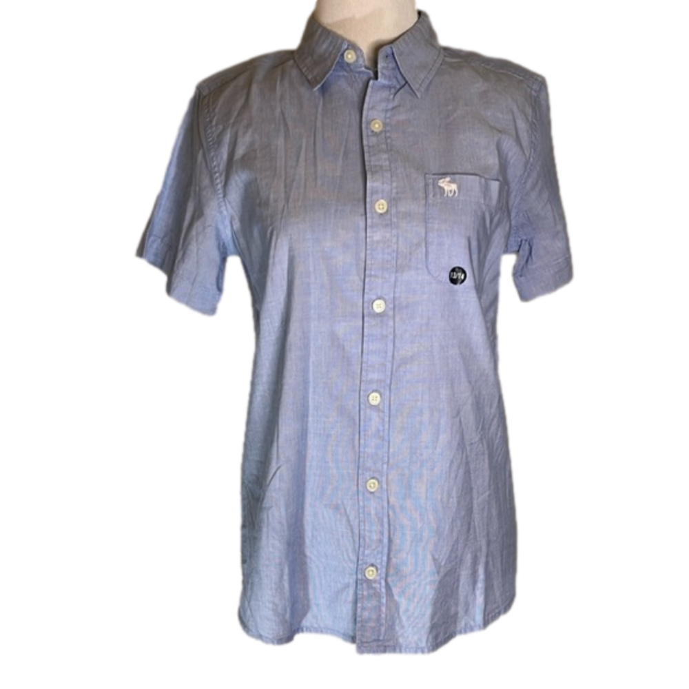 Abercrombie Kids Blue Short Sleeve Button Down Shirt size 13/14 or XL